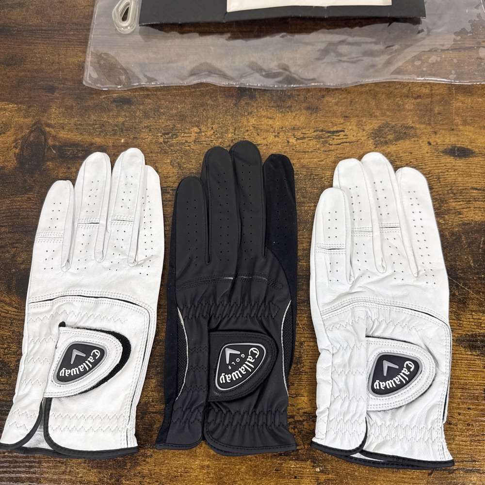 Callaway Golf Gloves Premium 3-Pack Cabretta Leather XL Left Hand White Black